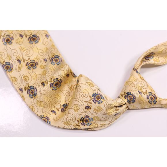Ermenegildo Zegna Golden Yellow Floral Paisley Silk Necktie Tie Made in Italy - Picture 1 of 6